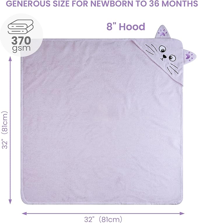 Mooreeke 2 Pack Toddler Towels - 100% Cotton Toddler Hooded Towels - Soft Baby Bath Towel with Hood for Newborn - Comfort Towel for Baby Girls and Boys - Animal Shaped (Fox & Cat)