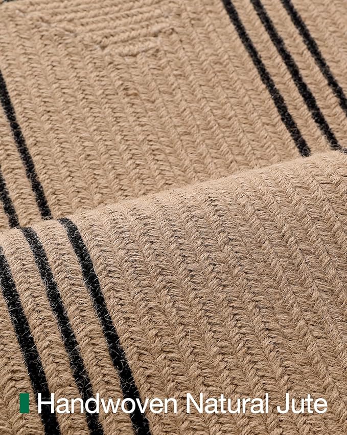 LUMI Jute Runner Rug Non Slip for Hallway, 3'x10' Natural Rustic Carpet No Shedding, Farmhouse Braided Area Mat Indoor High Traffic for Living Room, Entryway, Kitchen, Laundry