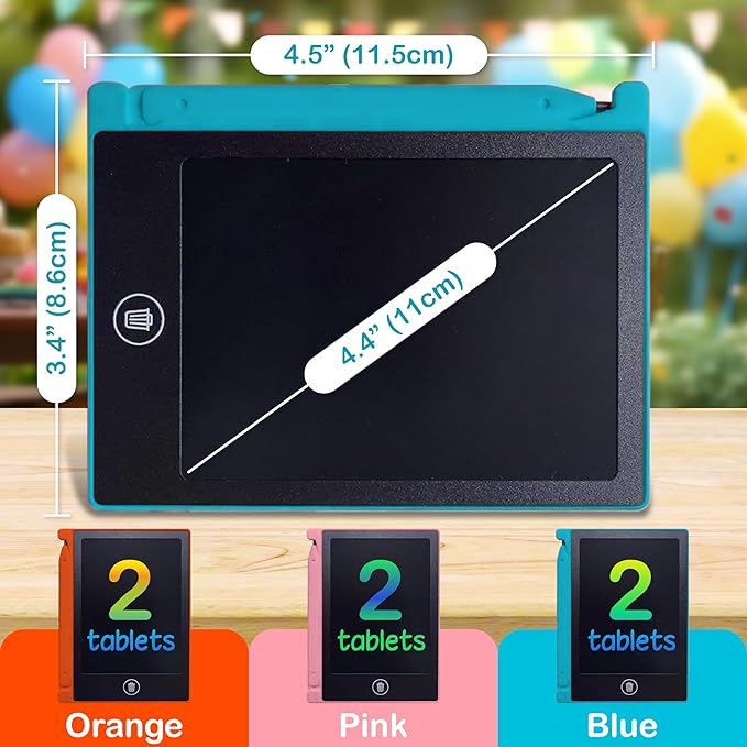 Party Favor Mini LCD Writing Tablet for Kids, 6 Pack – 4.5 Inch Mini Drawing Board. Fun and Educational for Kids That Sketch and Doodle. Perfect Goodie Bag and Gift Bag Filler, School Prize Or Gift