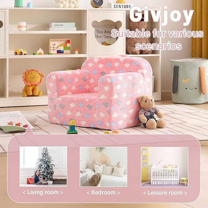 Toddler Chair – Plush Kids Sofa with Carry Handle, Comfy Convertible Lounger for Boys & Girls, Bedroom & Reading Chair