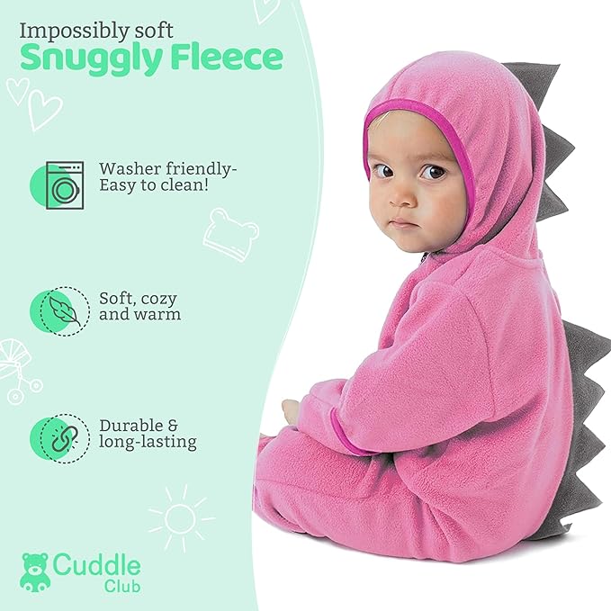Cuddle Club Fleece Baby Bunting Bodysuit with Hood, Convertible Mittens & Booties, Car Seat Friendly, Soft & Warm, Easy Zip