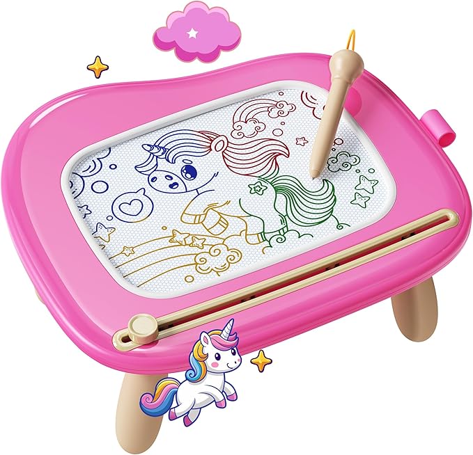 KOKODI Magnetic Drawing Board, Toddler Girl Toys for 1-2 Year Old, Large Doodle Board Pad Learning and Educational Toys for 1 2 3 Year Old Baby Kids Birthday Gifts(Rose)