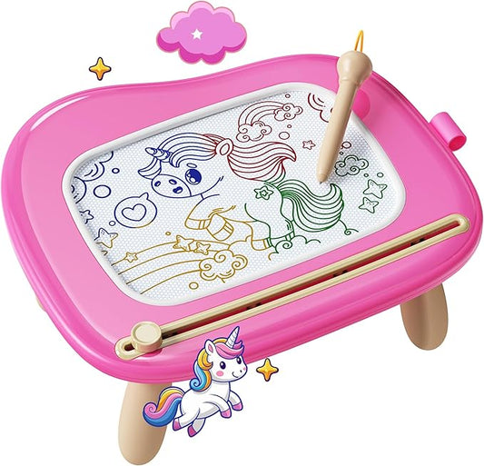 KOKODI Magnetic Drawing Board, Toddler Girl Toys for 1-2 Year Old, Large Doodle Board Pad Learning and Educational Toys for 1 2 3 Year Old Baby Kids Birthday Gifts(Rose)