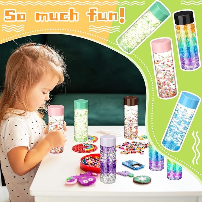 Hoolerry 16 Pcs Empty Plastic Sensory Bottles with Lids Reusable Clear Plastic Sensory Water Bottles for DIY Crafts Classroom Handmade Party Decoration(Multi Colors,13.5 oz)