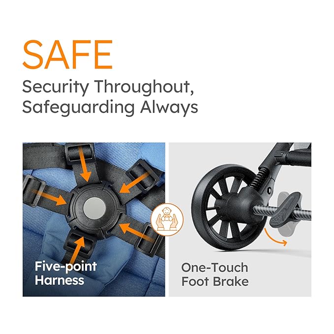 Lightweight Baby Strollers for Airplane, Ultra-Compact Travel Stroller, Light & Strong Portable Toddler Stroller with Carbon Fiber Frame and UPF 50+ Waterproof Canopy, Only 9.9 lbs, Blue