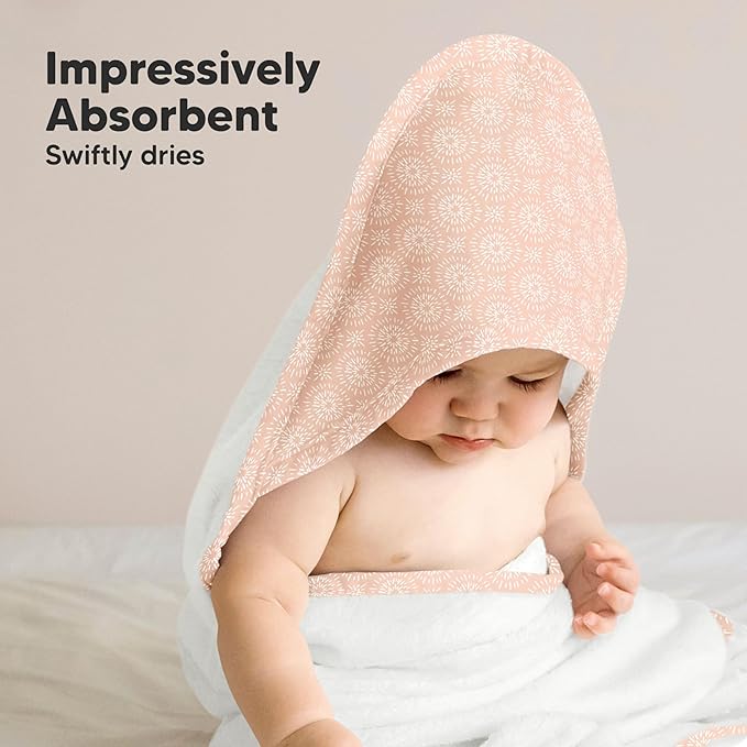 KeaBabies Hooded Baby Towel for Newborn - Viscose Derived from Bamboo Large Baby Bath Towels with Hood for Boys, Girls, Toddler, Extra Absorbent & Soft Newborn Bath Essentials (Crystal)