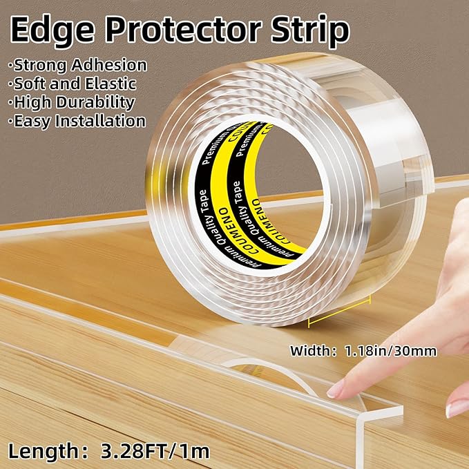 Clear Edge Protector,Safe Corner Protector, Anti-Sharp Edge Protector, for Furniture, Drawers, Tables, Cabinets 1.18inX3.28FT