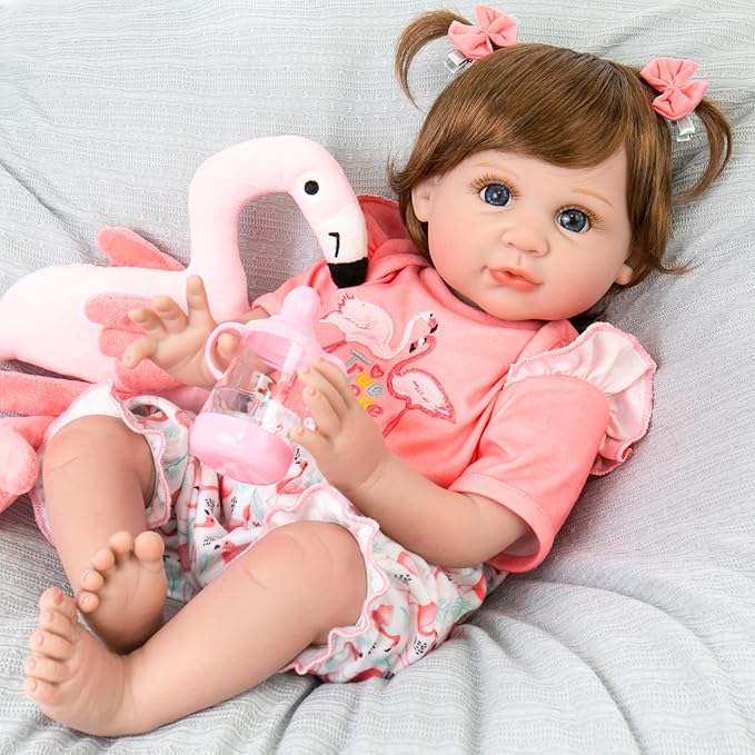 Aori Realistic Reborn Baby Doll Girls - 22 inches Real Life Newborn Baby Dolls, Adorable Lifelike Babies, Weighted Reborn Toddler Gifts Set for Kids Grandma