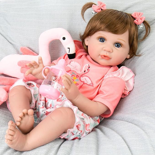 Aori Realistic Reborn Baby Doll Girls - 22 inches Real Life Newborn Baby Dolls, Adorable Lifelike Babies, Weighted Reborn Toddler Gifts Set for Kids Grandma