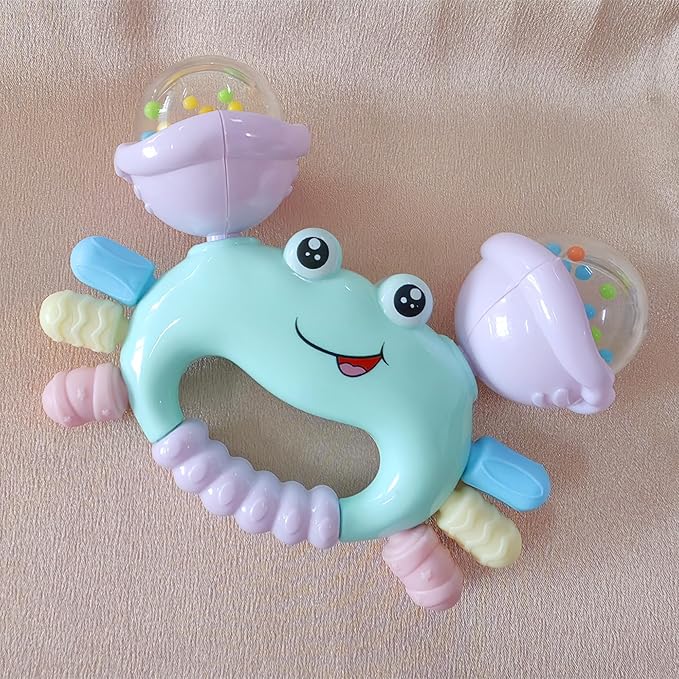 Baby Crab Rattle Toy - ABS Material, Handheld Crab Shaped Toy for Infants, Early Education Grip & Smart Toy for Newborn Boys and Girls(345A) (Green)