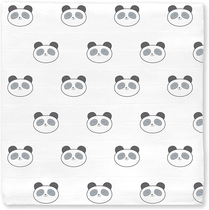 SwaddleDesigns Cotton Muslin Swaddle Blanket, Receiving Blanket for Boys & Girls, Best Shower Gift, 46x46 inches, Black Panda