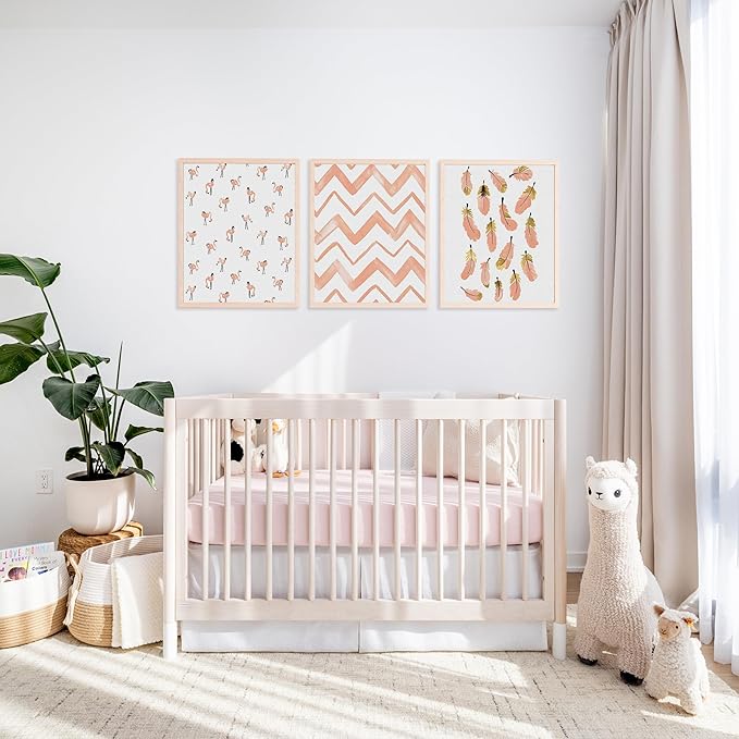 Muslin Crib Sheets, 100% Organic Cotton, Breathable and Ultra-Soft, Standard Crib Sheet Mattress (28"x 52") for Girls and Boys, Neutral Fitted Baby Crib Sheet (Light Pink)