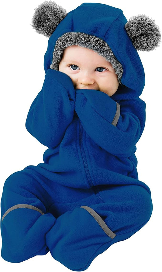Cuddle Club Fleece Baby Bunting Bodysuit with Hood, Convertible Mittens & Booties, Car Seat Friendly, Soft & Warm, Easy Zip
