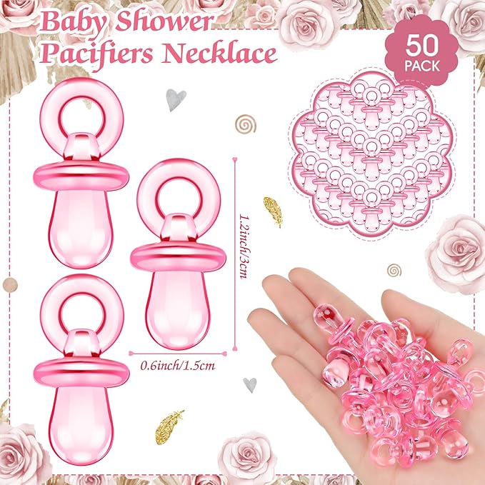 Thyle 51 Pcs Pacifier Hunt Baby Shower Games Include Hunt Sign and 50 Acrylic Pacifiers for Baby Shower Game Decoration Gift Sets Gender Reveal Party Decor(Boho Pumpkin)