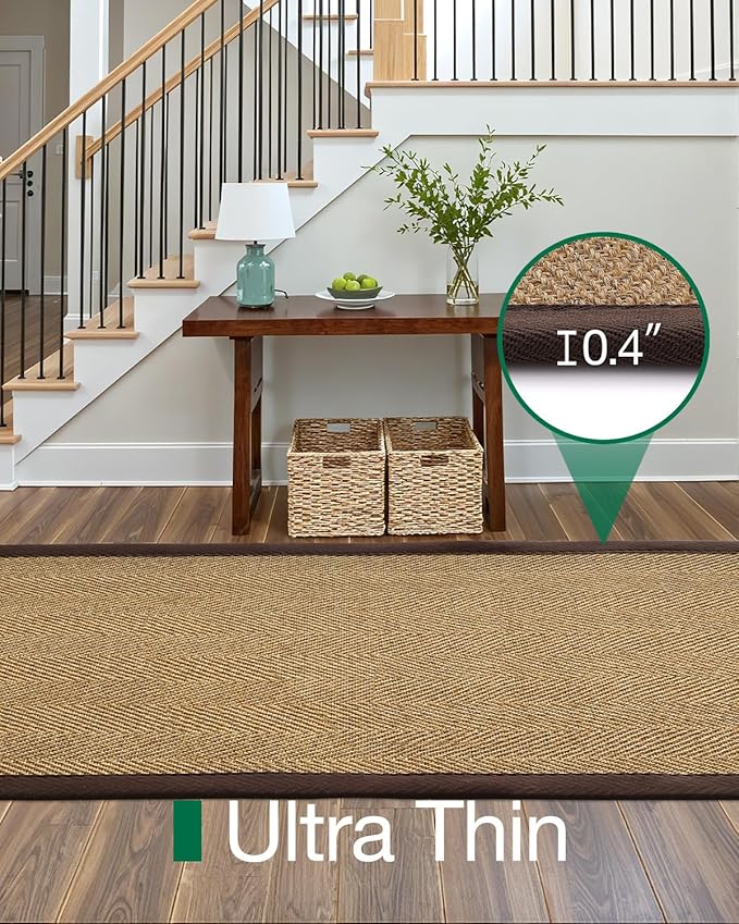 LUMI Sisal Runner Rug Non Slip for Hallway, 3'x10' Natural Rustic Carpet No Shedding, Farmhouse Braided Area Mat Indoor High Traffic for Living Room, Entryway, Kitchen, Laundry