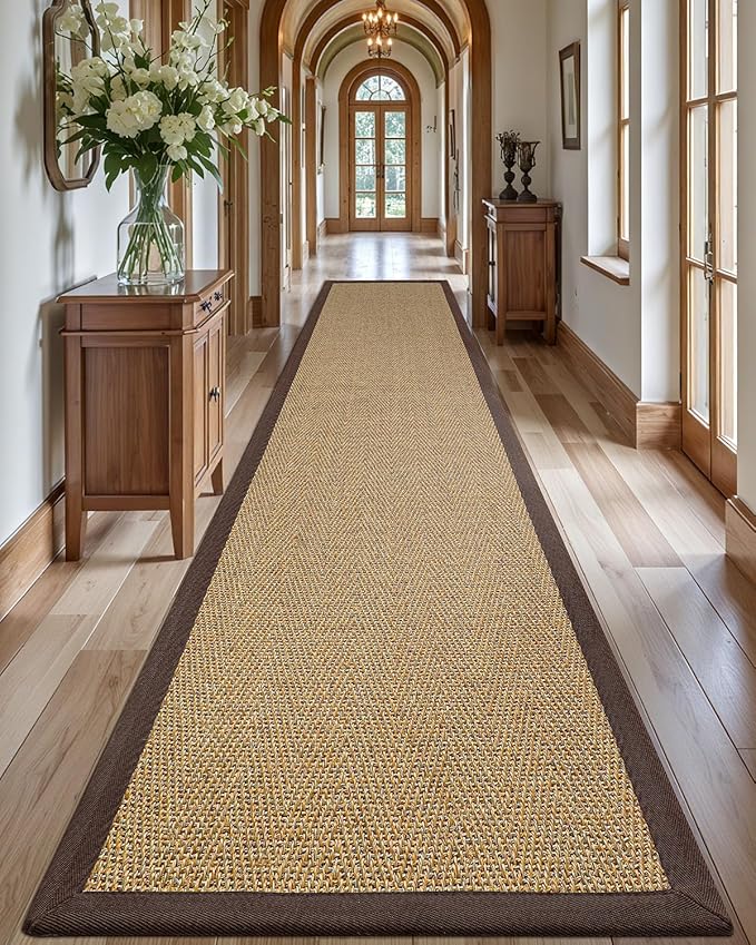 LUMI Sisal Runner Rug Non Slip for Hallway, 3'x10' Natural Rustic Carpet No Shedding, Farmhouse Braided Area Mat Indoor High Traffic for Living Room, Entryway, Kitchen, Laundry