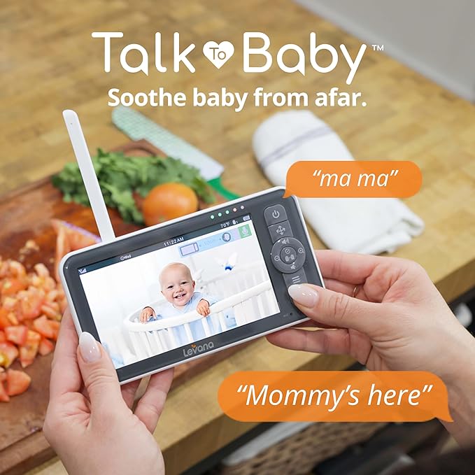 Levana Nala 5.5" HD Video Baby Monitor, 2 1080P Night Vision PTZ Cameras, 22 Hour Battery Life, 5000mAH Battery, No WiFi, Two-Way Talk, 1000ft Range, Carrying Case, 2 Year Warranty