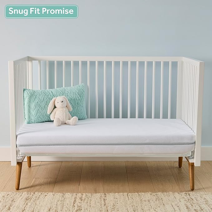 Sealy Baby OmniPedic DuoBreathe 2 Stage Breathable Crib Mattress, GREENGUARD Gold Certified, Made in USA, Waterproof, Premium Dual Firmness and Hypoallergenic, Toddler Bed Fit, 52x28