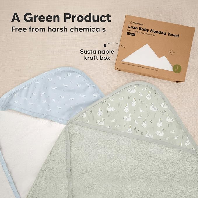 KeaBabies Hooded Baby Towel for Newborn - Viscose Derived from Bamboo Large Baby Bath Towels with Hood for Boys, Girls, Toddler, Extra Absorbent & Soft Newborn Bath Essentials (Serenity)