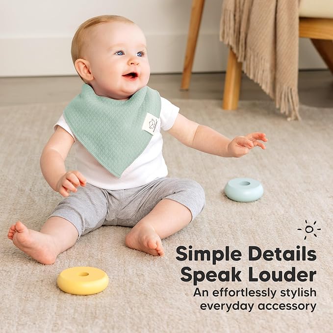 KeaBabies 8-Pack Bandana Bibs for Baby Girls, Boys - Organic Cotton Baby Bibs for Drooling & Teething Newborn, Toddler, Infant 0-36 months, Extra Soft, Absorbent Cloth with Snaps (Hunter/Quin)