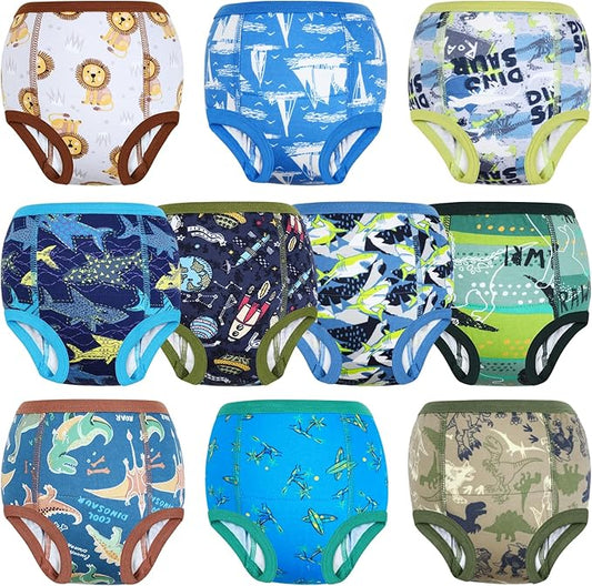 MOEMOE BABY Training Underwear 10 Packs Absorbent Potty Training Pants for Boys and Girls Cotton Pee Pants 2-9T