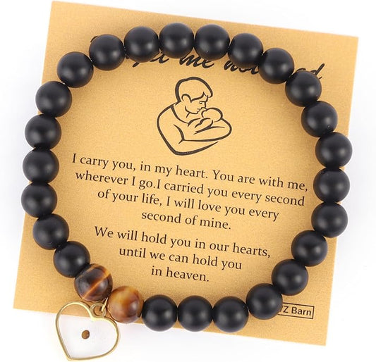 Miscarriage Gift Heart Charm Stretch Bracelet Crystals and Healing Stones Bracelet for Mother Father