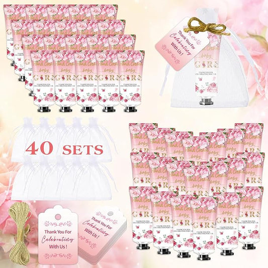 Multipurpose Baby Shower Party Favors - 40 Pack Hand Cream Sets, Wedding & Thank You Gifts for Guests