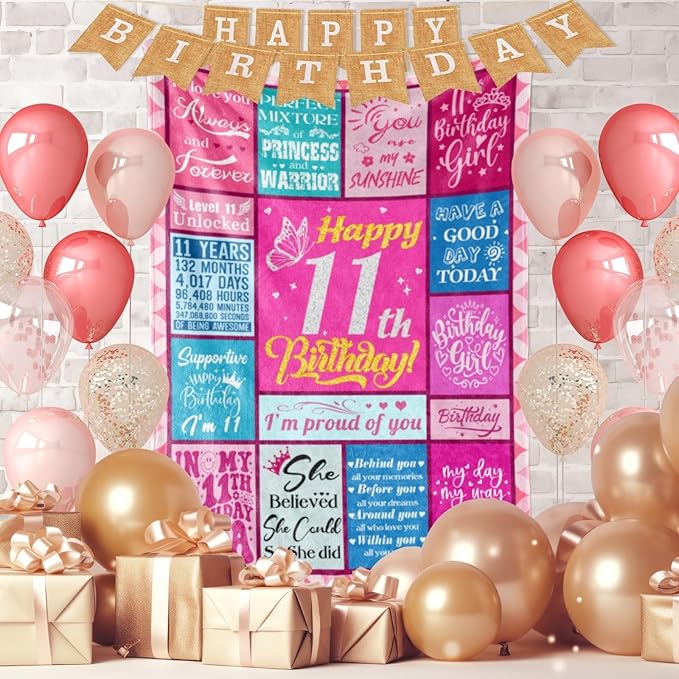 11 Year Old Girl Birthday Gifts, Birthday Gifts for 11 Year Old Girl, 11 Year Old Girl Gifts Ideal, Cool Stuff for 11 Year Olds Girl, 11th Birthday Decorations for Girls, Girls Blanket 50"X60"