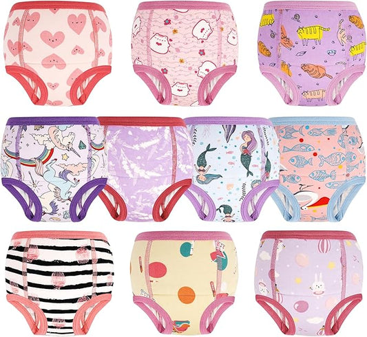 MOEMOE BABY Training Underwear 10 Packs Absorbent Potty Training Pants for Boys and Girls Cotton Pee Pants 2-9T