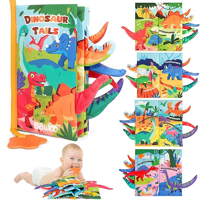 Soft Baby Book - Baby Toy - Newborn Boys Girls Shower Gift - Tummy Time Toy for Infant 0-6 6-12 Months - Touch and Feel Sensory Crinkle Book with Teether for Toddler