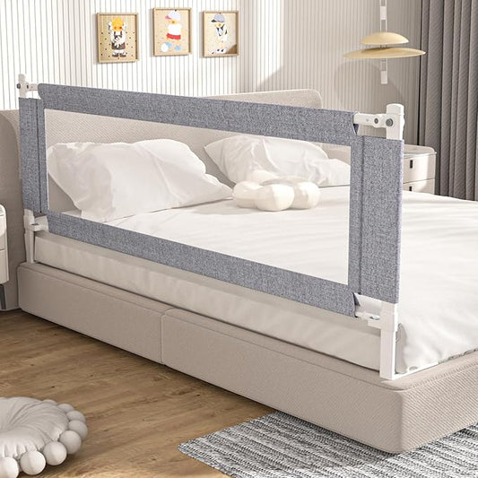 Bed Rail Guard for Toddlers, 1-Piece Adjustable Height Baby Bed Rail, Kids Safety Guard Rails for Twin Full Queen King Size (Gray, 1 Side:78.7")