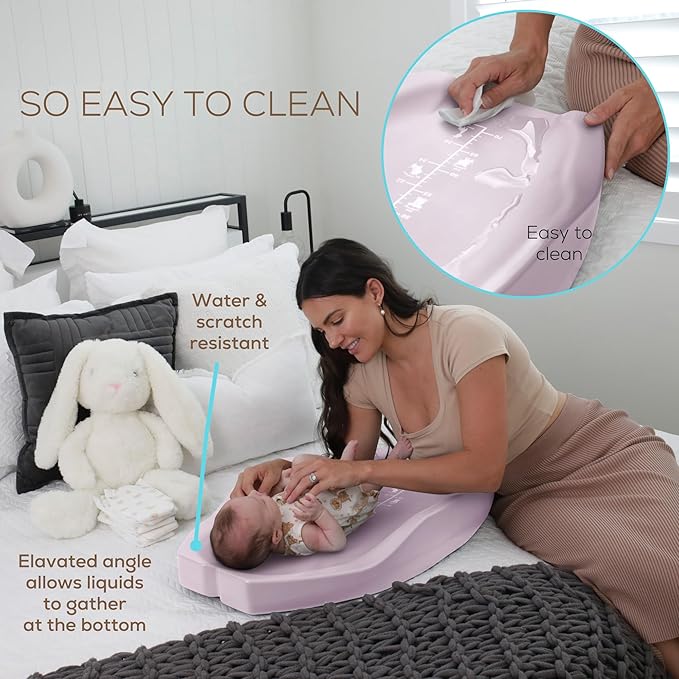 Apricity Baby Changing Pad – Waterproof Wipe-Clean Foam Mat with Raised Sides & Built-in Growth Chart, Extra-Large 31.5″ × 19.7″ – Safe & Comfortable Changing Pad for Newborns to Toddlers (Pink)