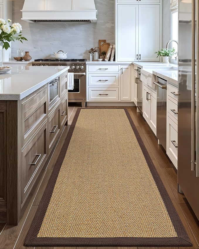 LUMI Jute Runner Rug Non Slip for Hallway, 3'x12' Natural Rustic Carpet No Shedding, Farmhouse Braided Area Mat Indoor High Traffic for Living Room, Entryway, Kitchen, Laundry, 3x12