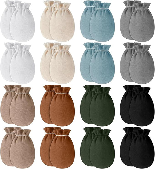 Cuffbow 16 Pairs Baby Mittens for Newborn Baby Boys Girls Infant Toddler Mittens No Scratch Gloves for Babies 0-6 Months