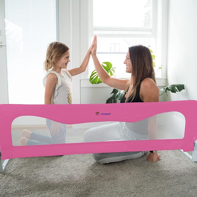Bed Safety Rails for Toddlers - Bed Rail Guard for Queen, King, Full Szie, Twin Mattress Bed (Pink, 59x19.5 Inch (Pack of 1))
