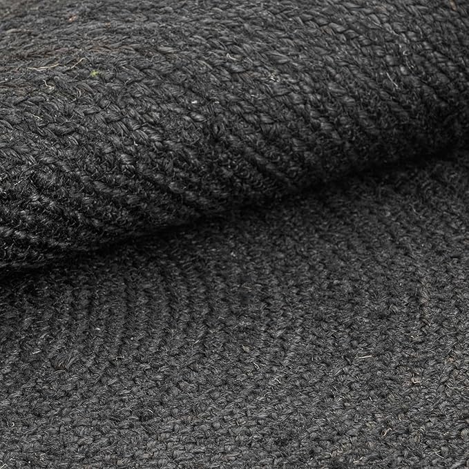 HOMEMONDE Handwoven Round Jute Rug - 4 feet Natural Yarn Loom Braided Rugs - Eco-Friendly Boho Farmhouse Reversible Design for Bedroom, Living Room, Dining Room and Kitchen