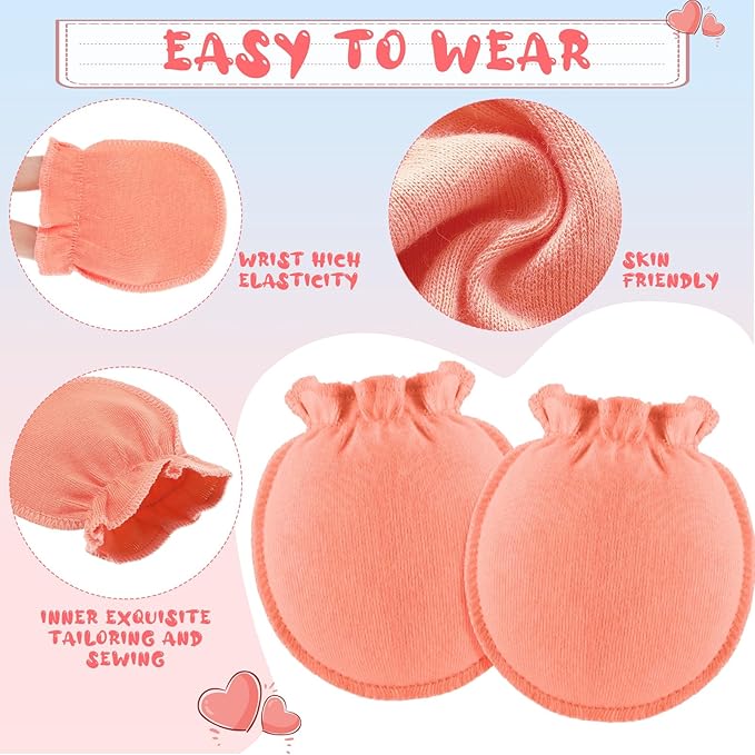 16 Pairs Newborn Baby Cotton Mittens No Scratch Gloves Unisex Newborn Mittens for baby Boys Girls 0-6 Months