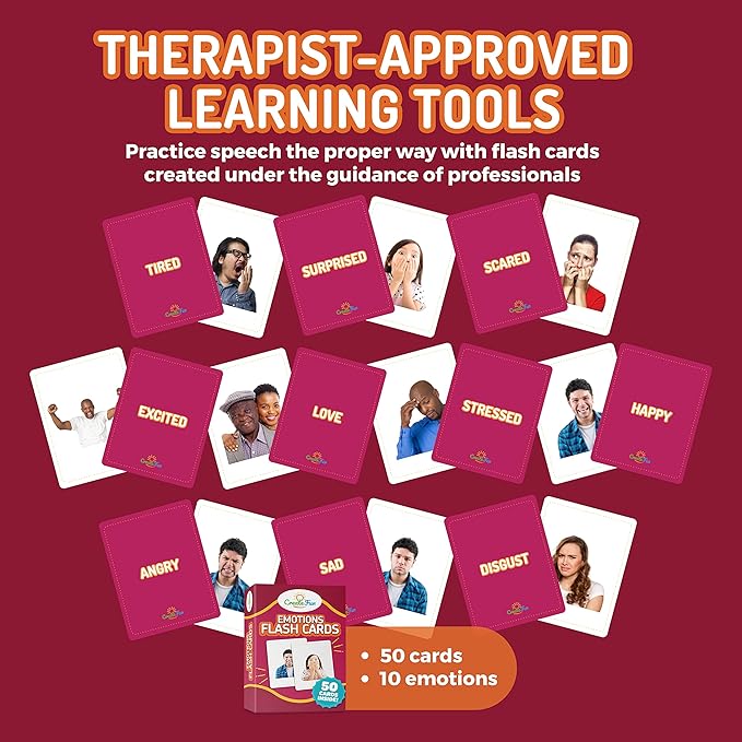 50 Emotions Flash Cards Volume 1 - Feeling Photo Cards for Kids, Adults, Seniors, Homeschool, Speech Therapy, ABA, Dementia, Aphasia, Occupational Therapy, ESL and Autism Learning Material