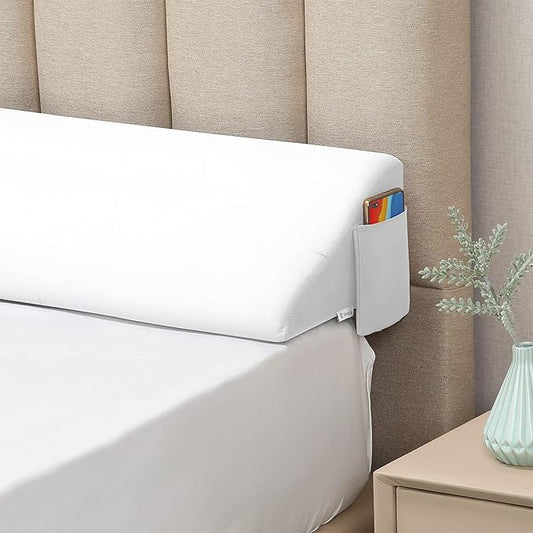 Vekkia Full Bed Wedge Pillow Gap Filler/Headboard Pillow/Mattress Wedge Fill Gap (0-6") Between Headboard and Mattress (White 54"x10"x6")