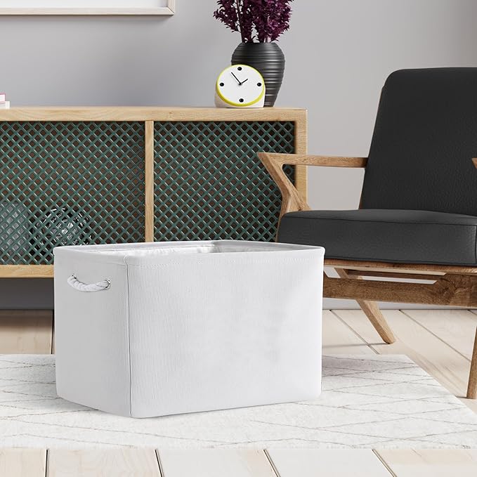 TheWarmHome Organization and Storage Basket for Shelves - Extra Jumbo 3 Pack 20.5x15.8x13.8 inch Cube Storage Bins for Toy Closet Box Home Organizer Gift (White)