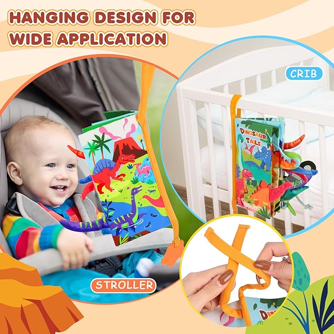 Soft Baby Book - Baby Toy - Newborn Boys Girls Shower Gift - Tummy Time Toy for Infant 0-6 6-12 Months - Touch and Feel Sensory Crinkle Book with Teether for Toddler