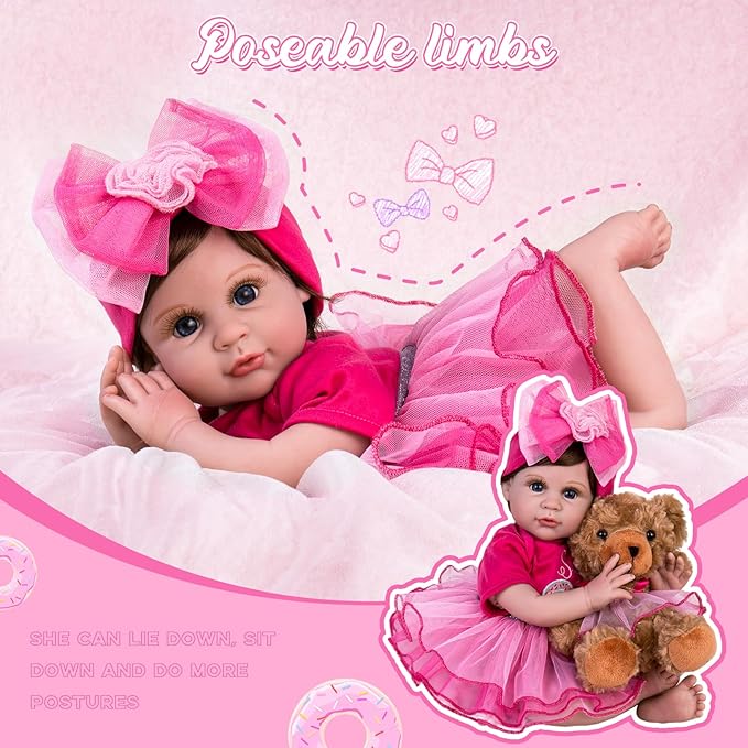 Aori Lifelike Reborn Baby Doll Girl - 22-inch Realistic Newborn Baby Girl Dolls, Gift Set for Kids 3+, Grand-Parents, Pre-Parents