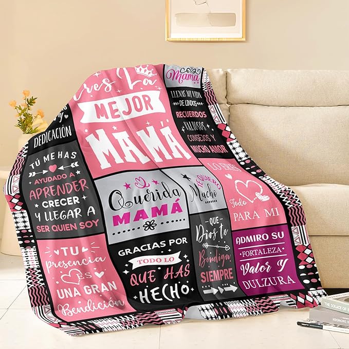 Mama Gifts - Regalos para Mama - Gifts for Mom in Spanish - Moms Gift from Daughter Son - Best Mom Ever Gift - Mothers Day Christmas Valentines Day Birthday Presents for Mother Blanket 50"x60"