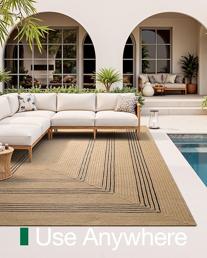 LUMI Jute Area Rug 4x6 for Living Room, Natural Handwoven Rugs Non Slip, Farmhouse Braided Carpets No Shedding for High Traffic, Dining Room, Indoor, Outdoor, Patio