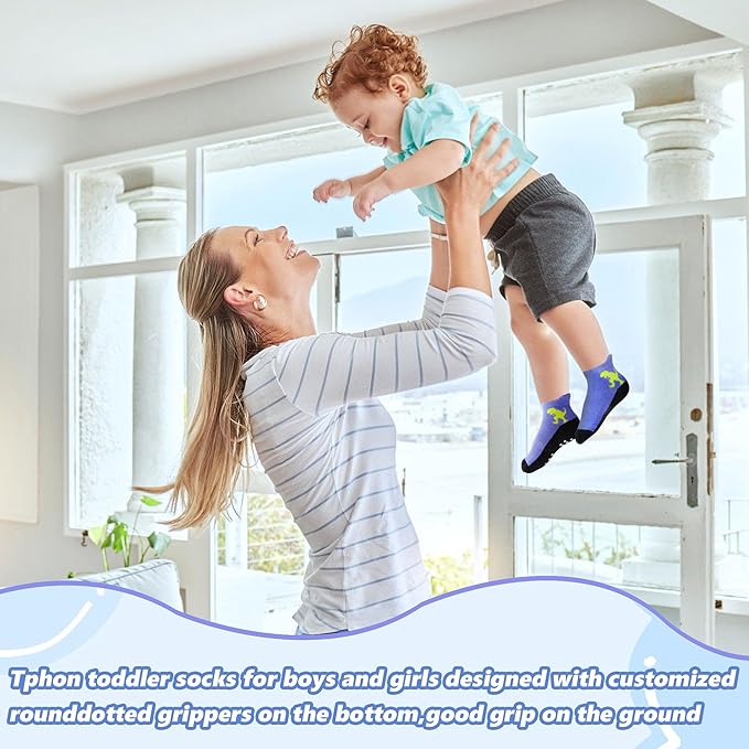 Tphon Toddler Baby Non Slip Ankle Socks with Grippers Kids Boys Girls Socks 12 Pairs for 0-7 Years Infant Children