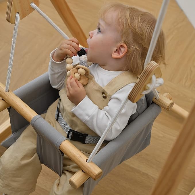 Avenlur Spruce Baby and Toddler Foldable Swing Set with Stand - Premium Montessori, Waldorf Style Self-Standing Indoor Swingset for Children 6m to 3 Yrs - Perfect for Home, Child Day Care, & Preschool