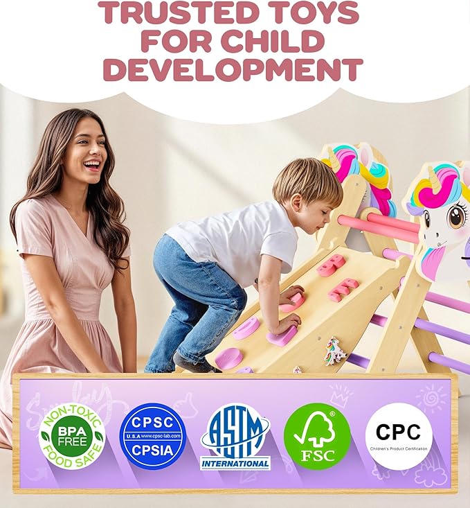 Pikler Triangle Climbing Set - 11-in-1 Foldable Montessori Climbing Toy for Toddler 18M-7Y, Wooden Indoor Jungle Gym with Arch&Ramp&Ladder, Kids Climbing Toys Playset for Playroom & Backyard