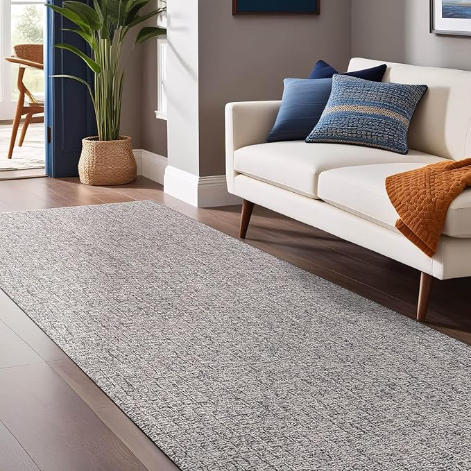 Easy Jute Rugs 2x7 Gray Color Living Room Indoor Outdoor Runner Rug for Farmhouse Patio and Kitchen Rug High Traffic Washable Easy to Clean Solid Boho Woven Design Outside Carpet (2 x 7)