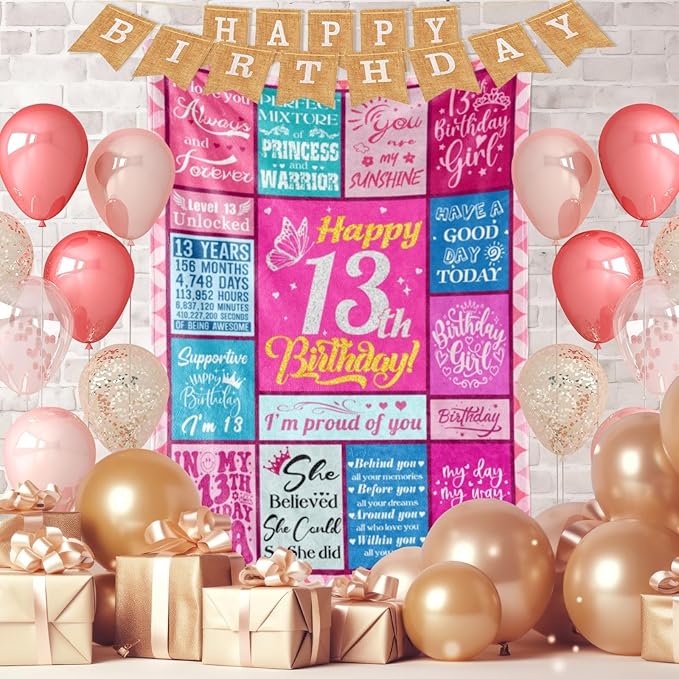 13th Birthday Gifts for Girls, 13 Year Old Girl Gifts, 13th Birthday Decorations for Girls, Gifts for 13 Year Old Girl, Teenager Girl Gift Ideas, Birthday Gifts for Teen Girls, Girls Blanket 50"x60"
