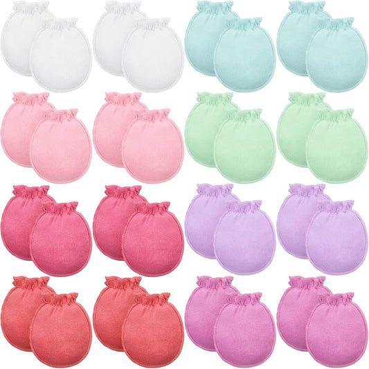 16 Pairs Newborn Baby Cotton Mittens No Scratch Gloves Unisex Newborn Mittens for baby Boys Girls 0-6 Months